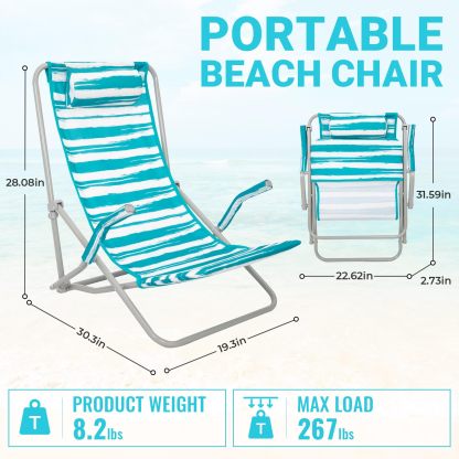 WEJOY High Back Beach Chair With Padded Headrest