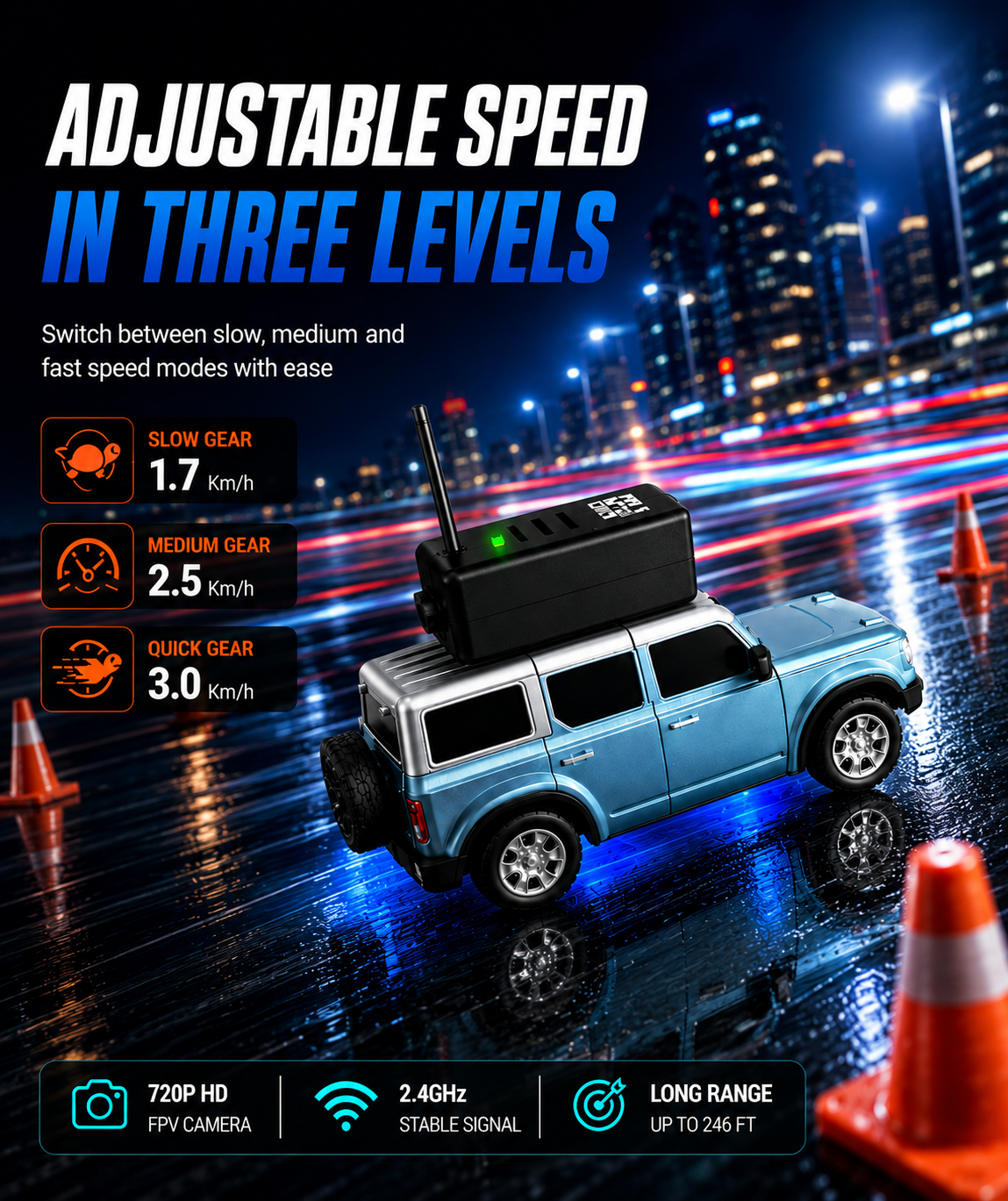Three-speed Mini FPV remote control camera car