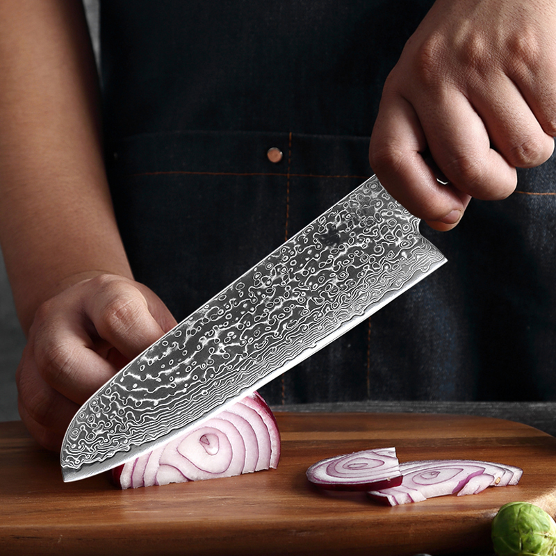 Ittetsu AUS10 Spiral Damascus 7" Santoku