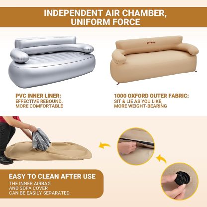 KingCamp 2-Person Oxford Inflatable Sofa with pump & Tent Pegs Set