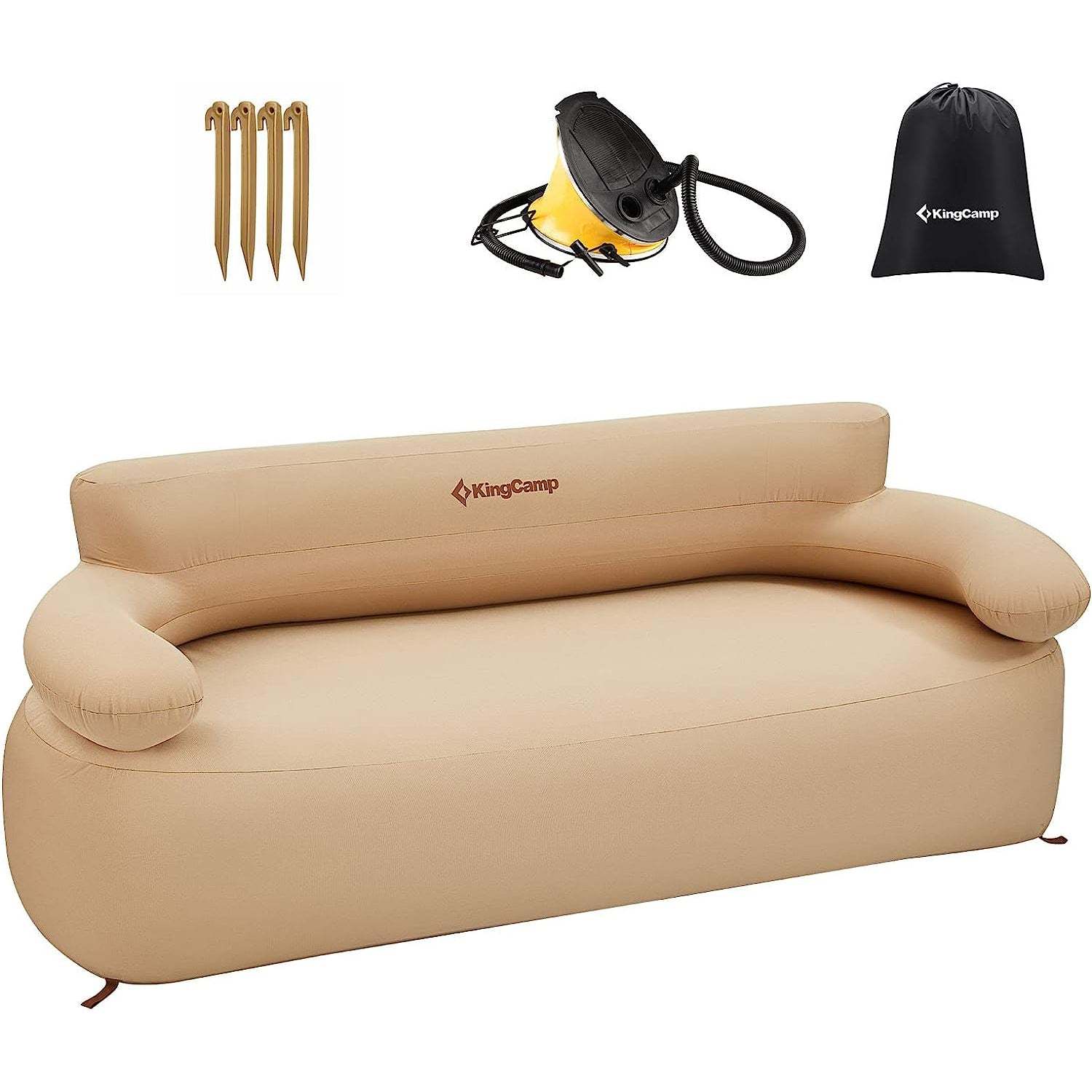 KingCamp 2-Person Oxford Inflatable Sofa with pump & Tent Pegs Set