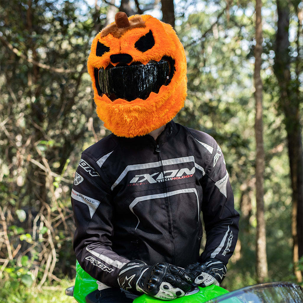 Motorcycle Helmet Cover - Evil Pumpkin