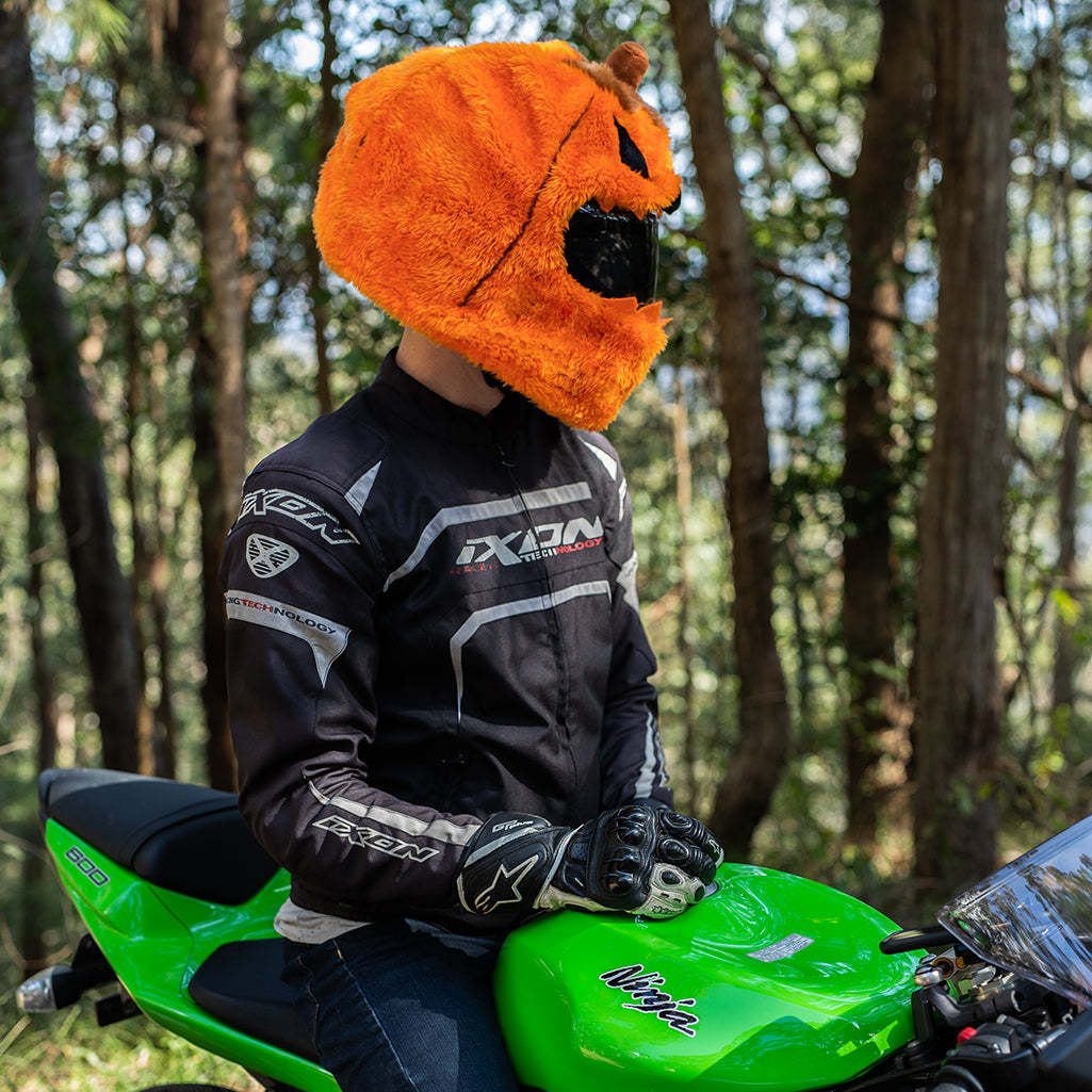 Motorcycle Helmet Cover - Evil Pumpkin
