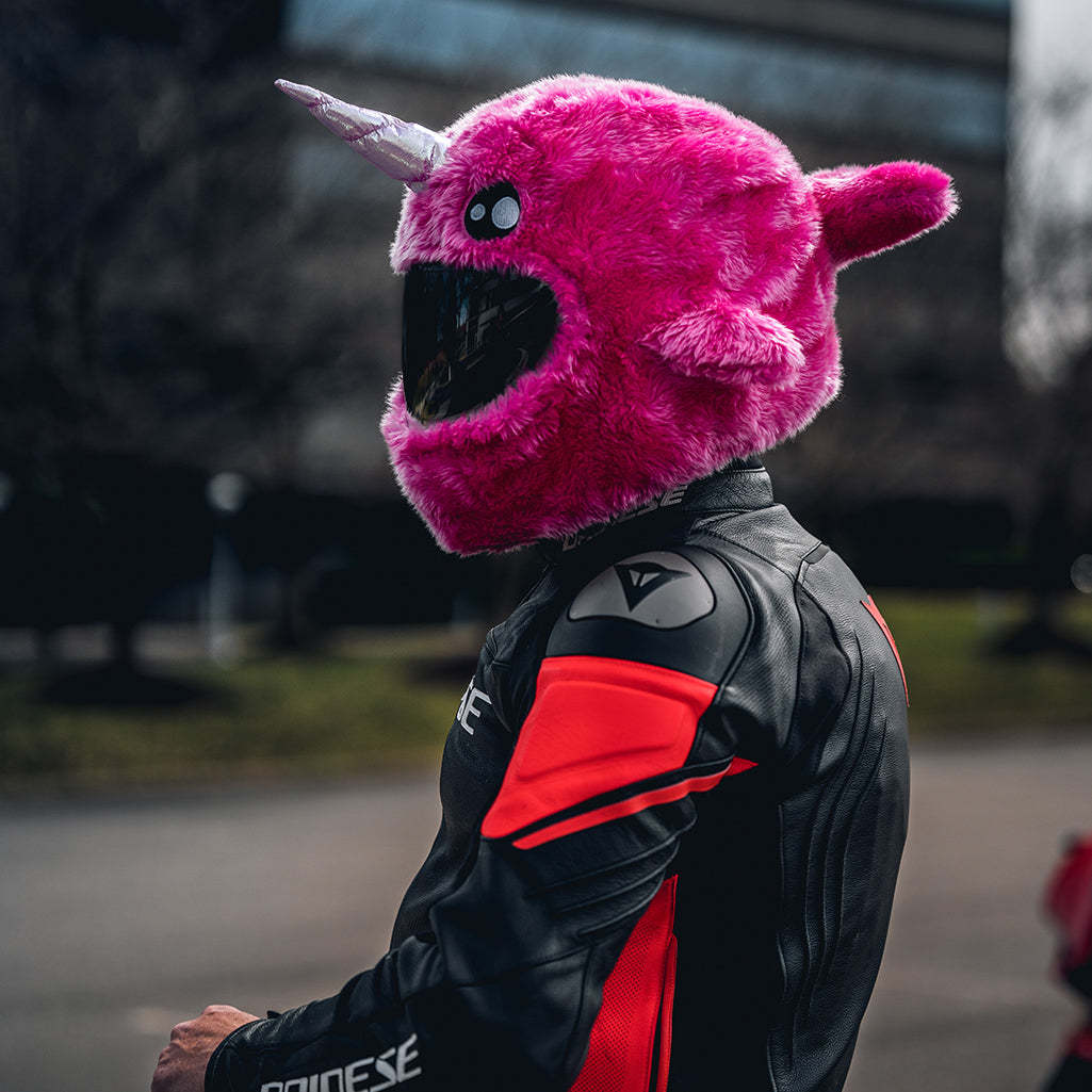 Motorcycle Helmet Cover - Pink Narwhal