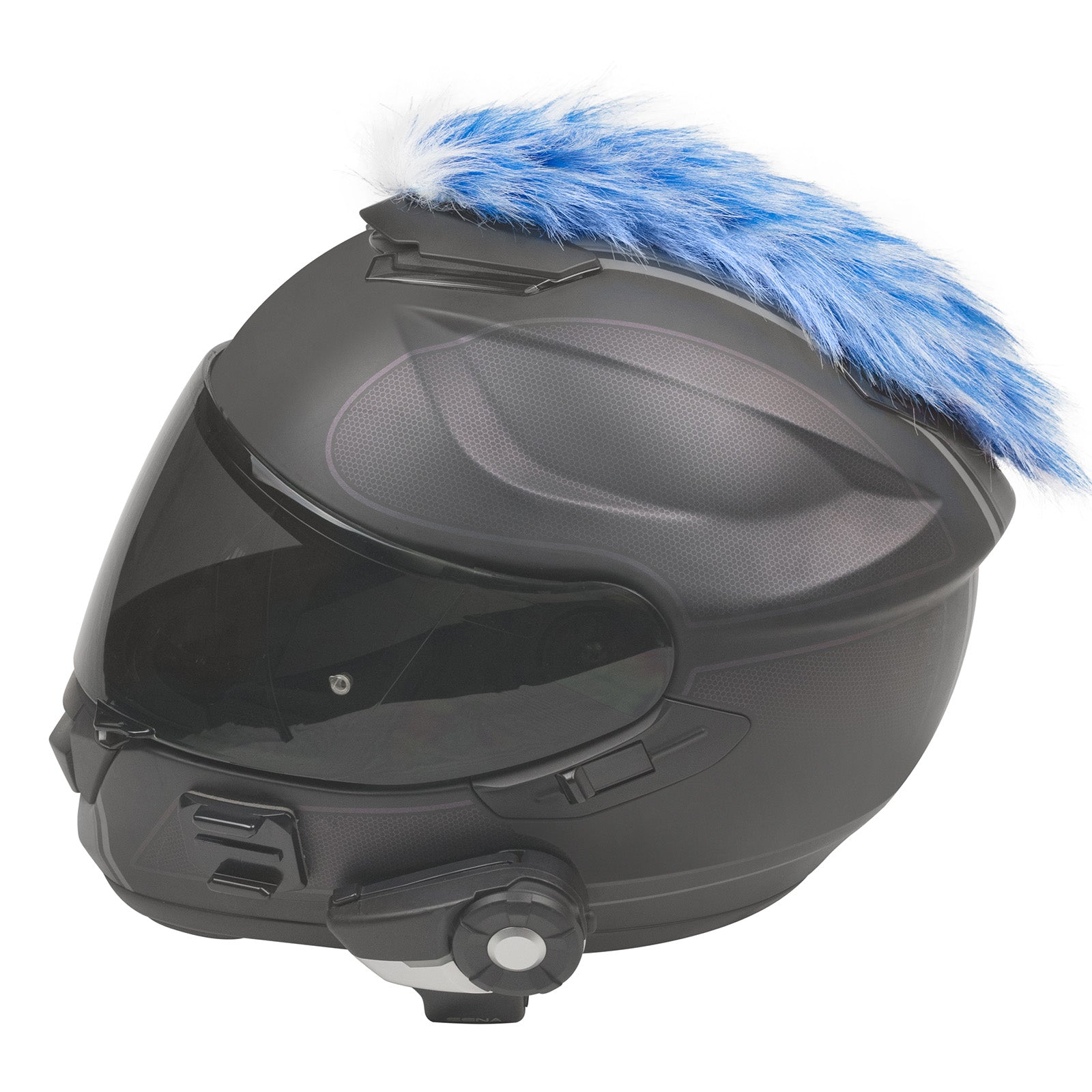 Motorcycle Helmet Mohawk - Blue and White