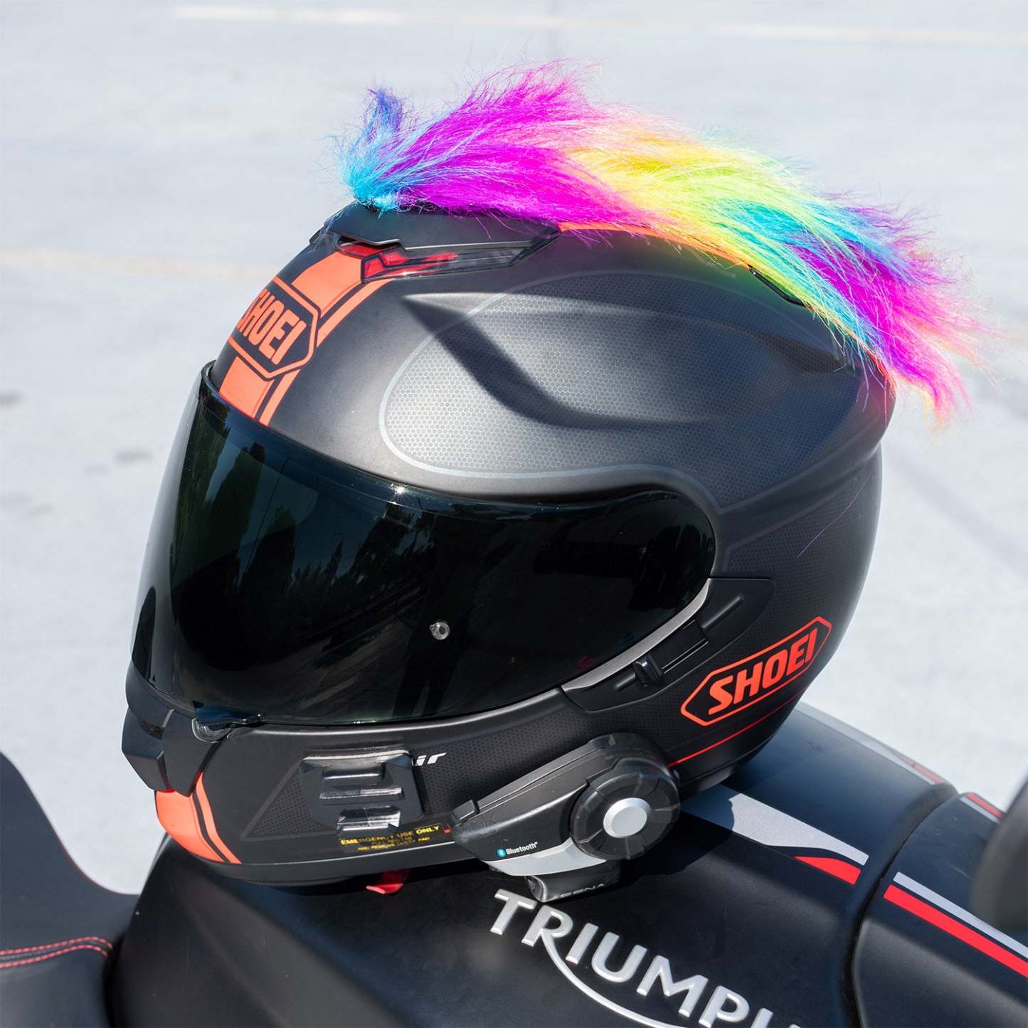 Motorcycle Helmet Mohawk - Rainbow