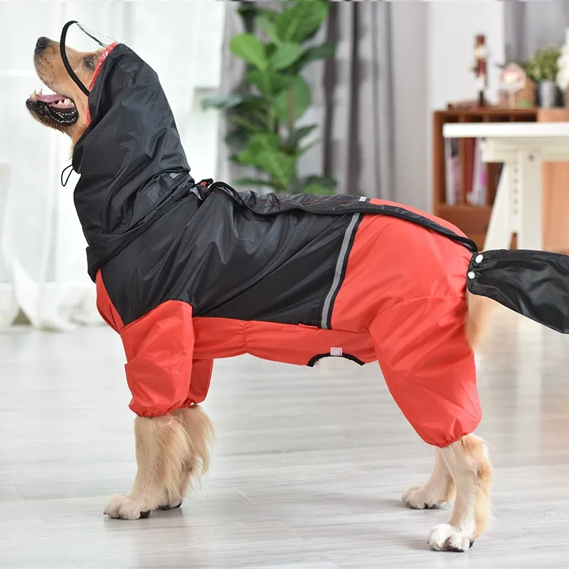 Waterproof Full-Cover Dog Raincoat – Tail & Belly Protection for Large Dogs