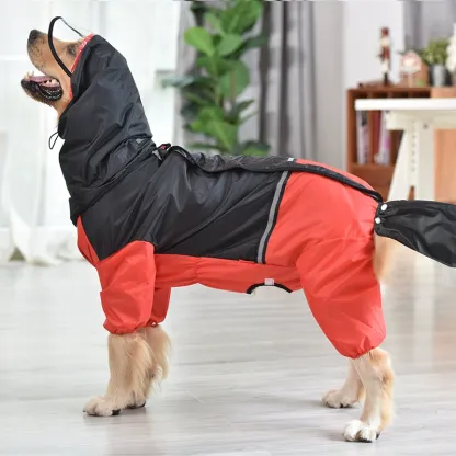 Waterproof Full-Cover Dog Raincoat – Tail & Belly Protection for Large Dogs