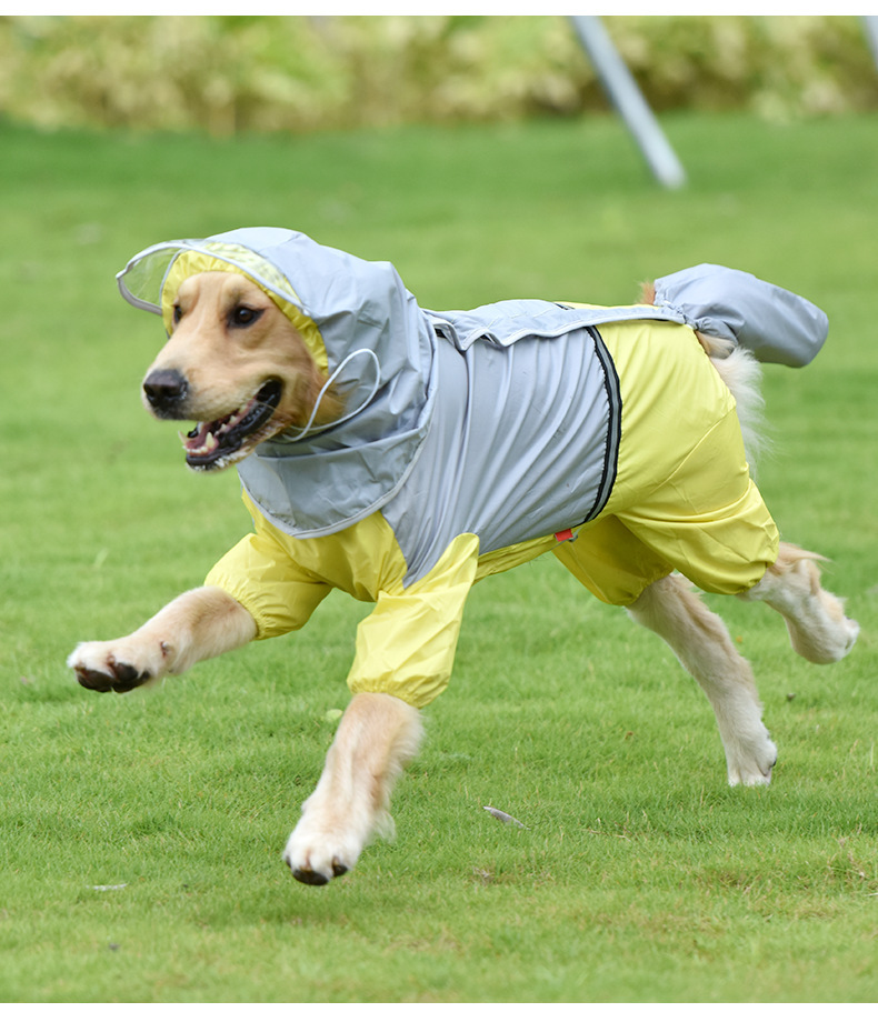 Waterproof Full-Cover Dog Raincoat – Tail & Belly Protection for Large Dogs