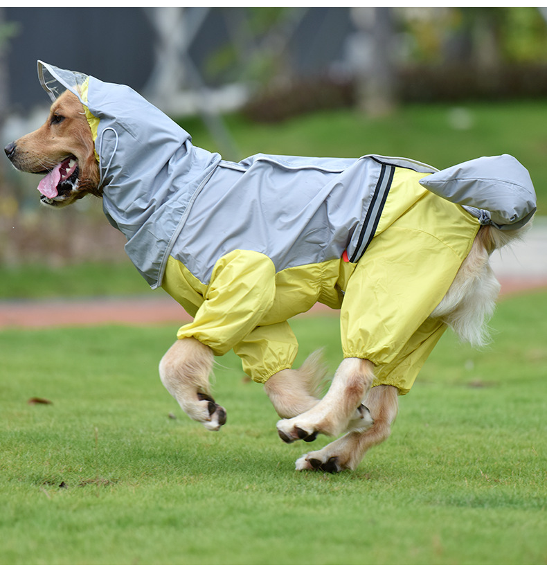 Waterproof Full-Cover Dog Raincoat – Tail & Belly Protection for Large Dogs
