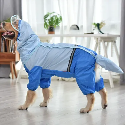 Waterproof Full-Cover Dog Raincoat – Tail & Belly Protection for Large Dogs