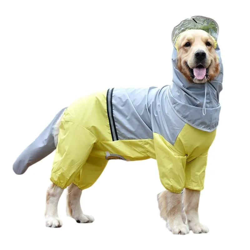 Waterproof Full-Cover Dog Raincoat – Tail & Belly Protection for Large Dogs