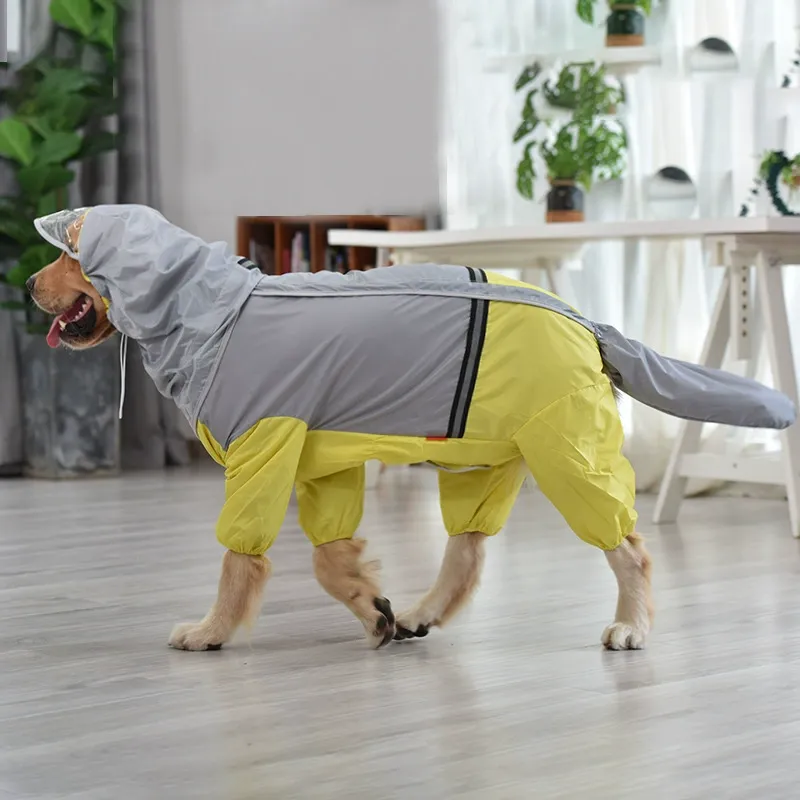 Waterproof Full-Cover Dog Raincoat – Tail & Belly Protection for Large Dogs