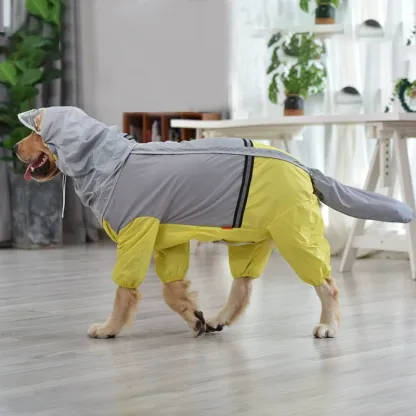 Waterproof Full-Cover Dog Raincoat – Tail & Belly Protection for Large Dogs