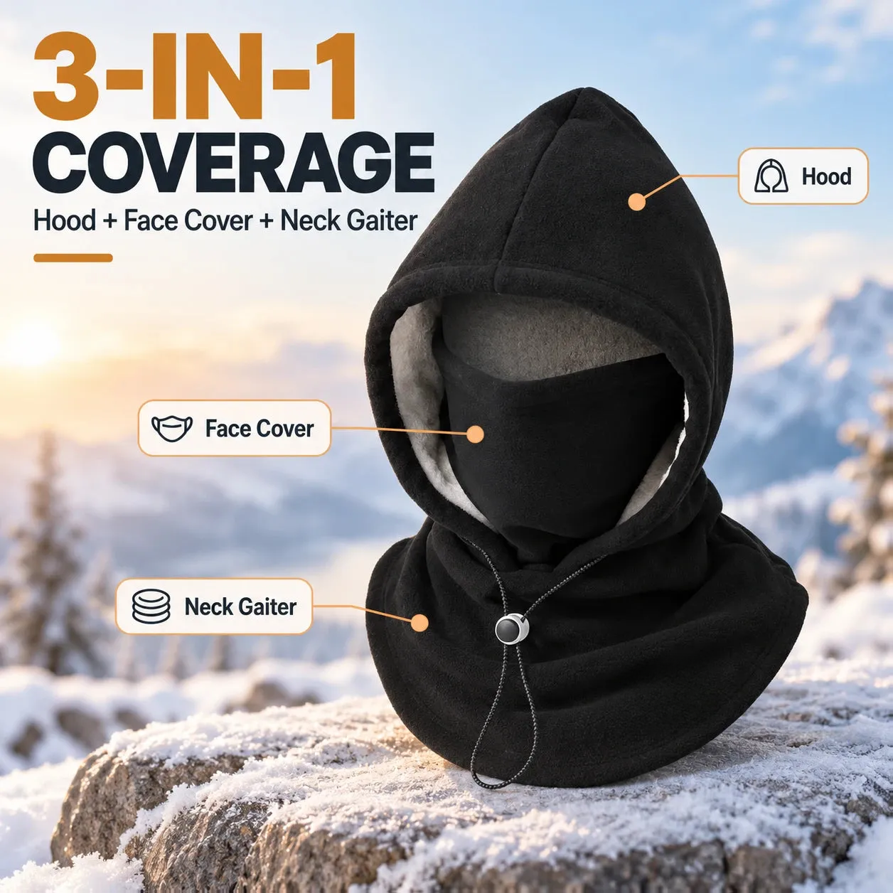 Winter Fleece Balaclava Hood – 3-in-1 Face & Neck Gaiter