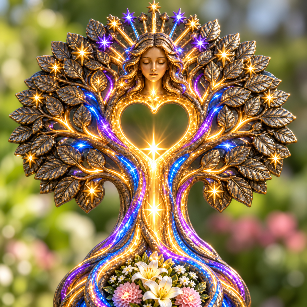 Guardian Heart Tree memorial light close-up