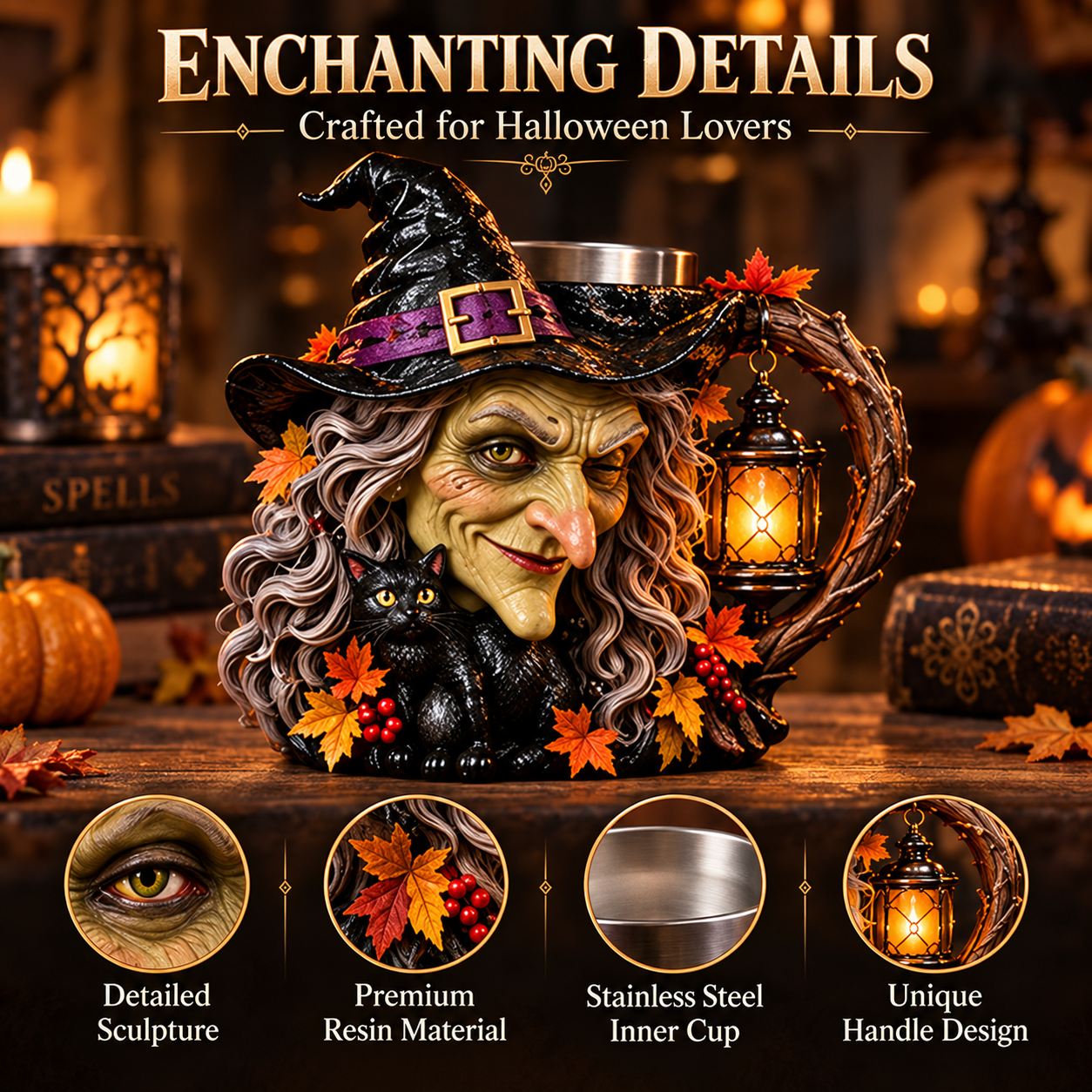 Halloween mug sculpted details