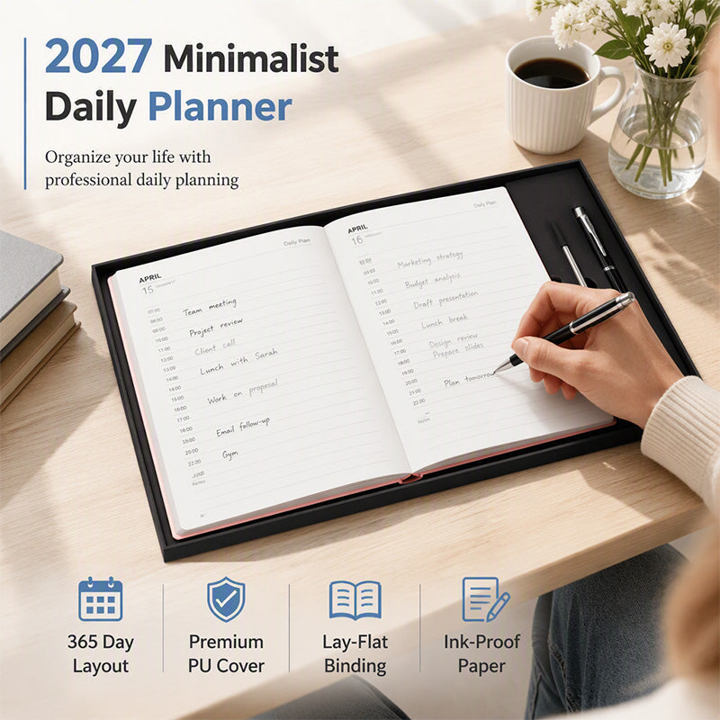 2027 minimalist A5 daily planner notebook