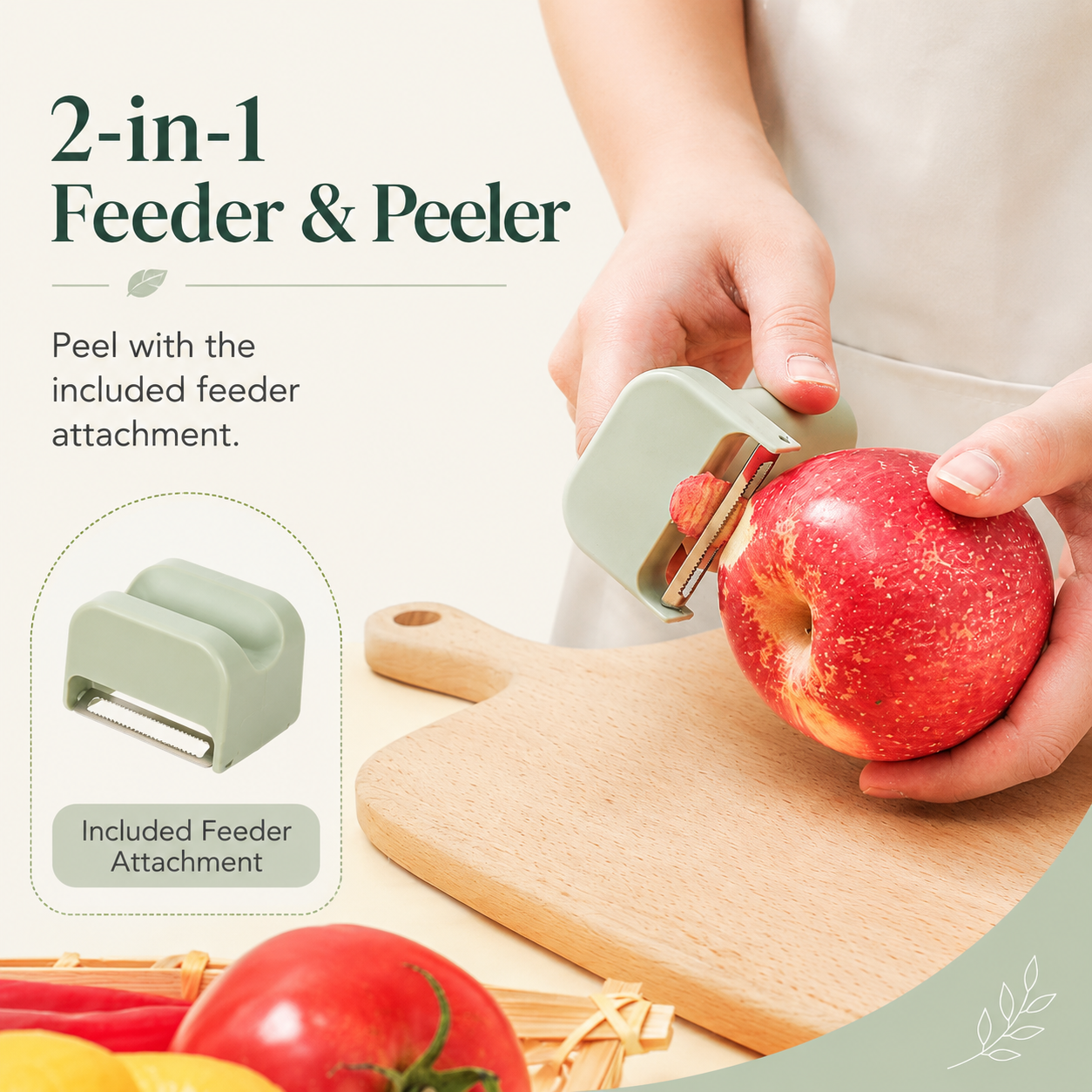 Handheld electric chopper with hanging loop on kitchen wall