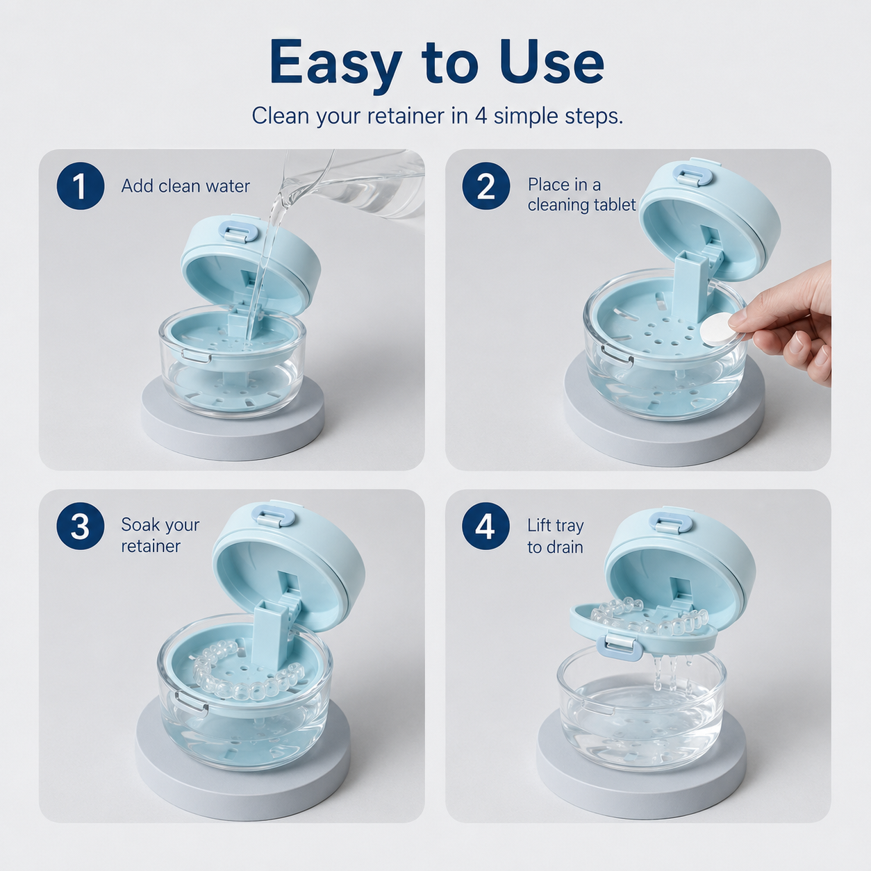 How to Use Retainer Cleaning Case Steps