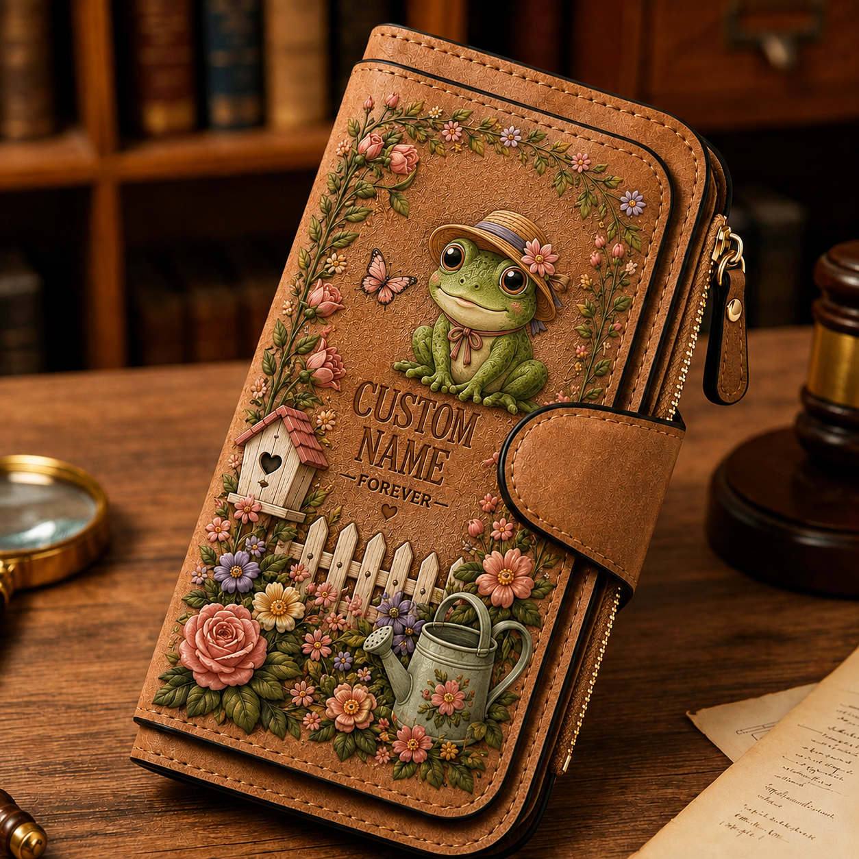 Frog personalized garden wallet