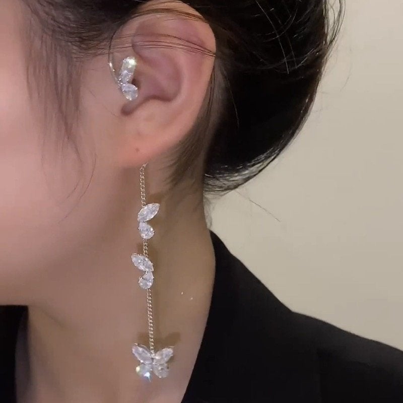 Crystal butterfly wing earrings