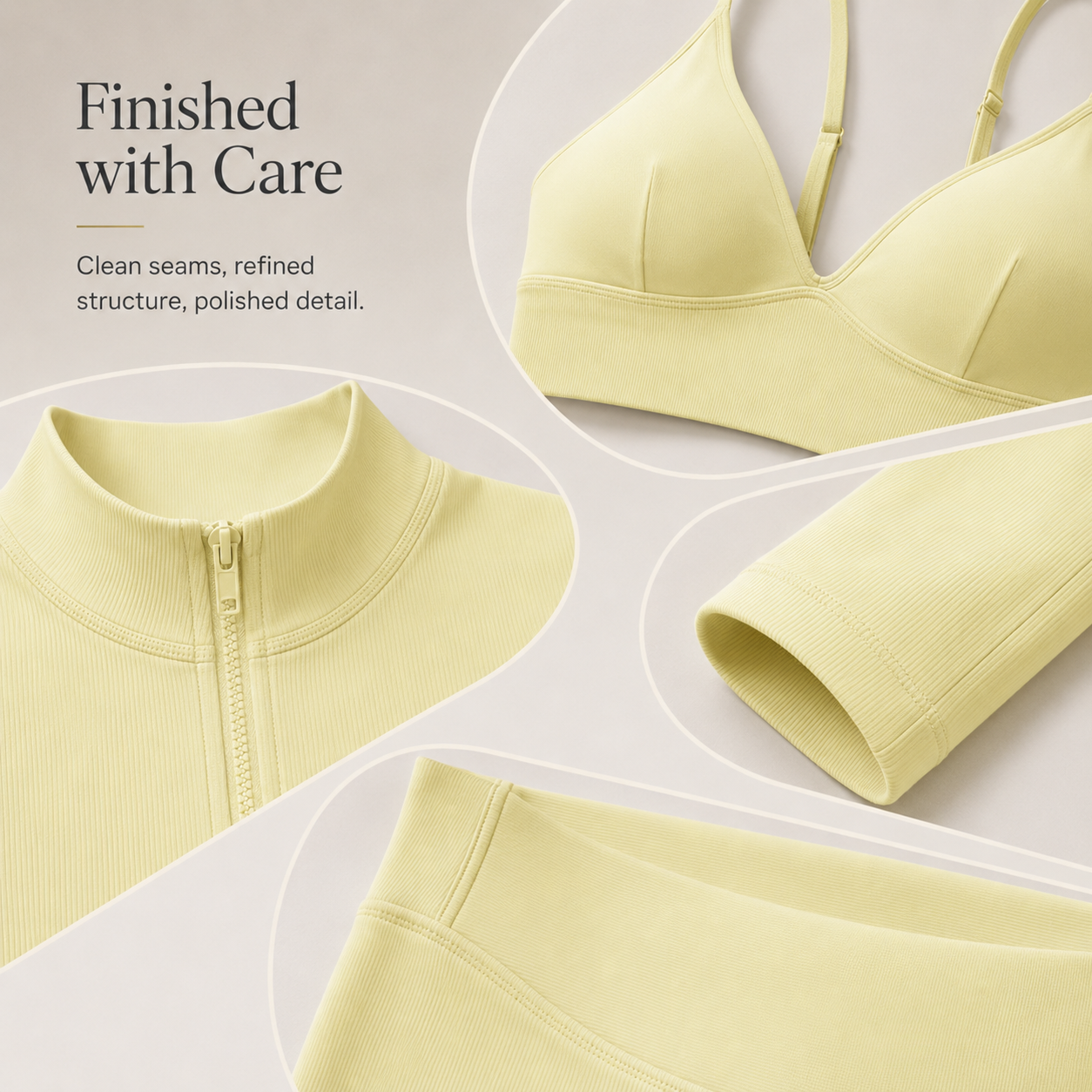 Precision knit fabric texture and smooth flatlock stitching