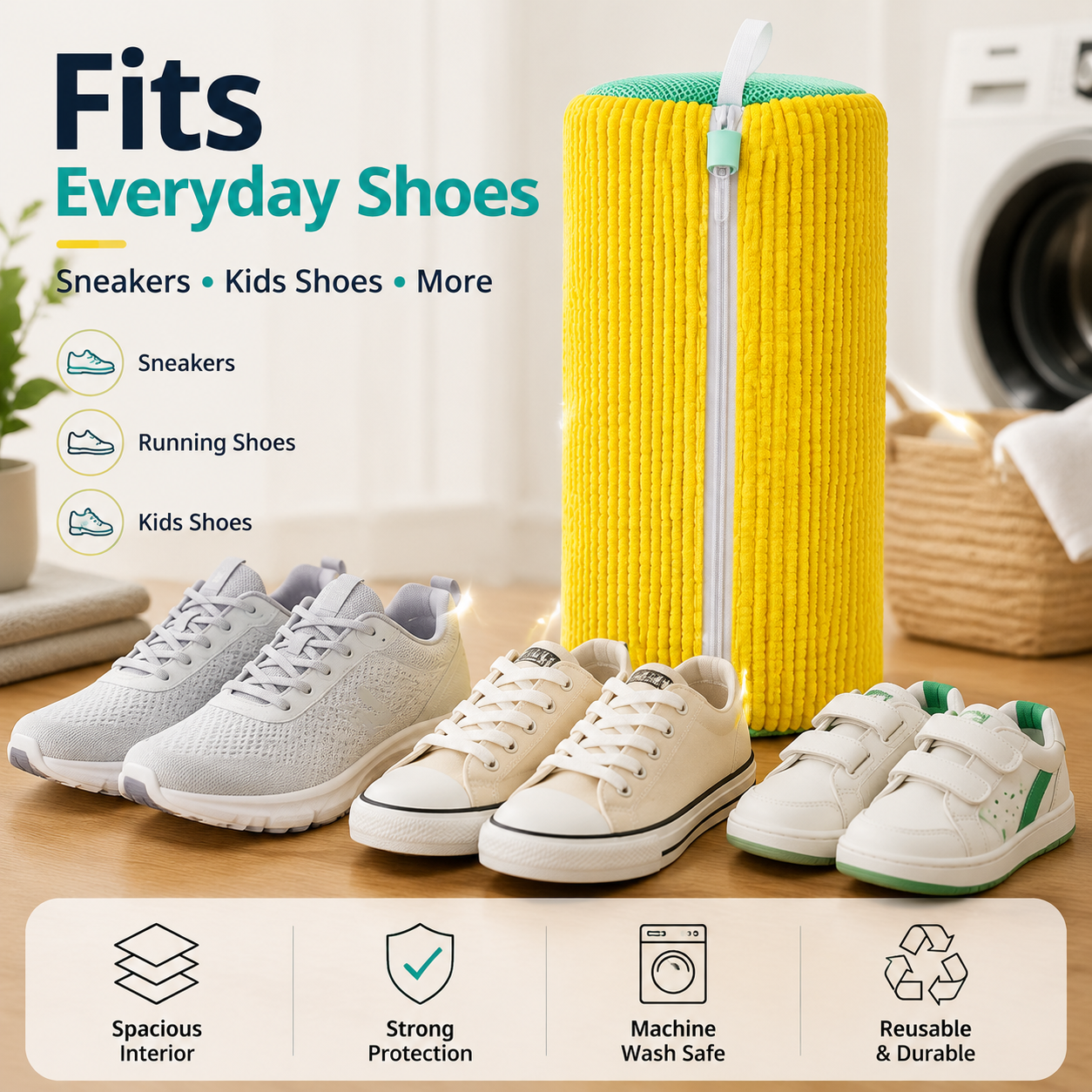Shoe washing bag fits sneakers running shoes kids shoes and canvas shoes