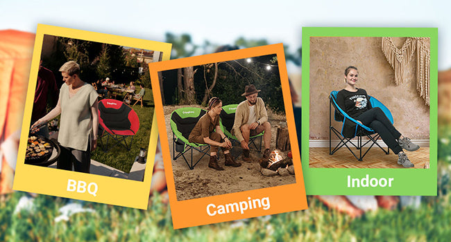 KingCamp Moon Camping Chair Oversized Padded Round Saucer Chairs with Cup Holder