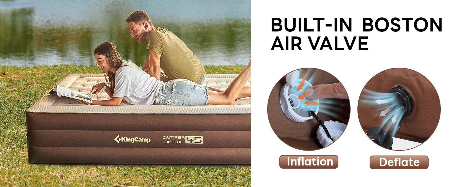 KingCamp CAMPER DELUX 45 Queen Inflatable Mattress Built in Automatic Pump