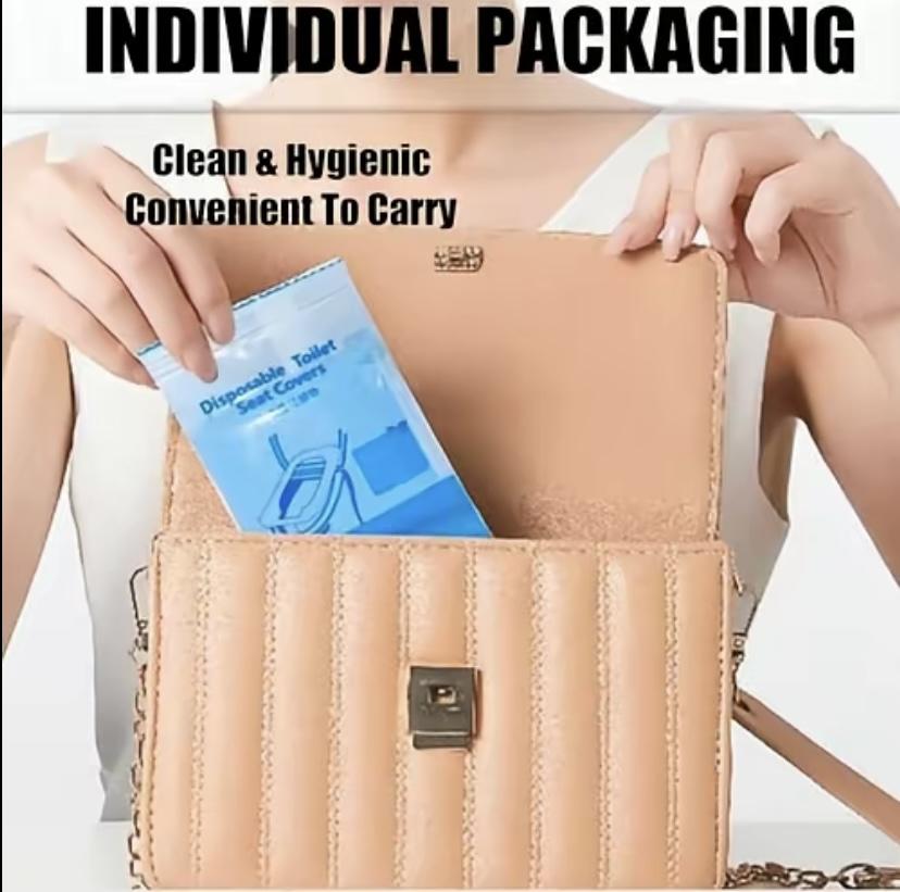 Disposable Toilet Seat Covers (10/20/30-Pack), 16x24in Waterproof Portable Non-Slip Individually Wrapped Bathroom Hygiene Essentials