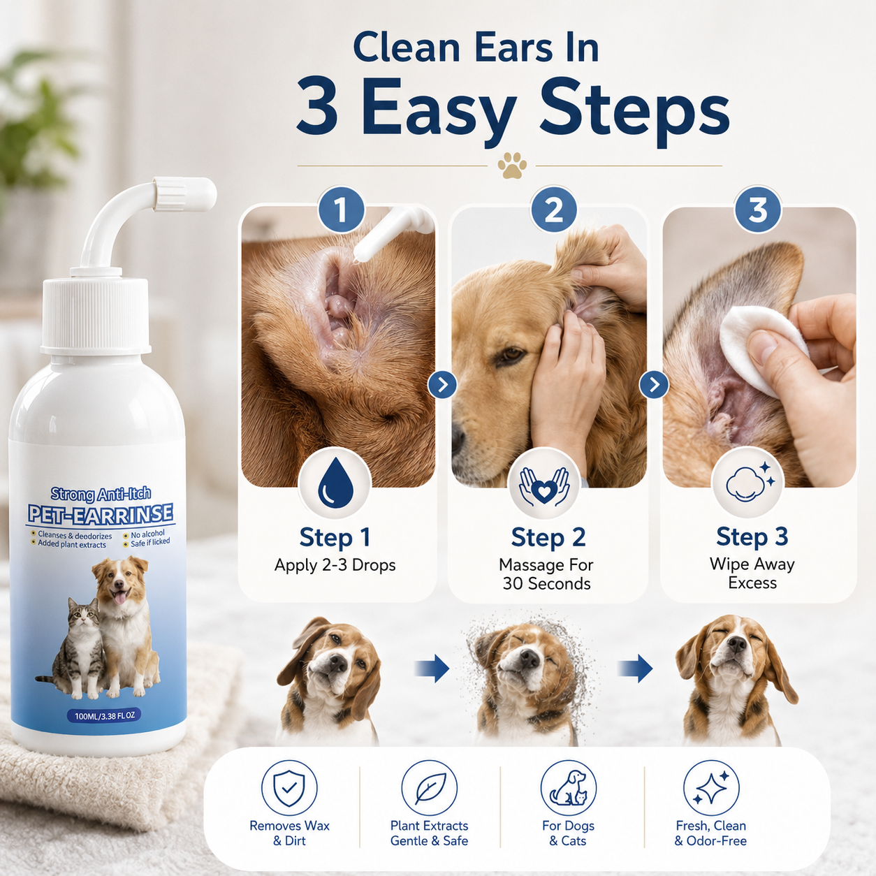 Step 2 massage base of ear