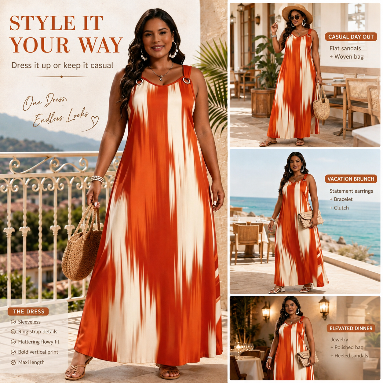 Color variation 4 printed maxi dress