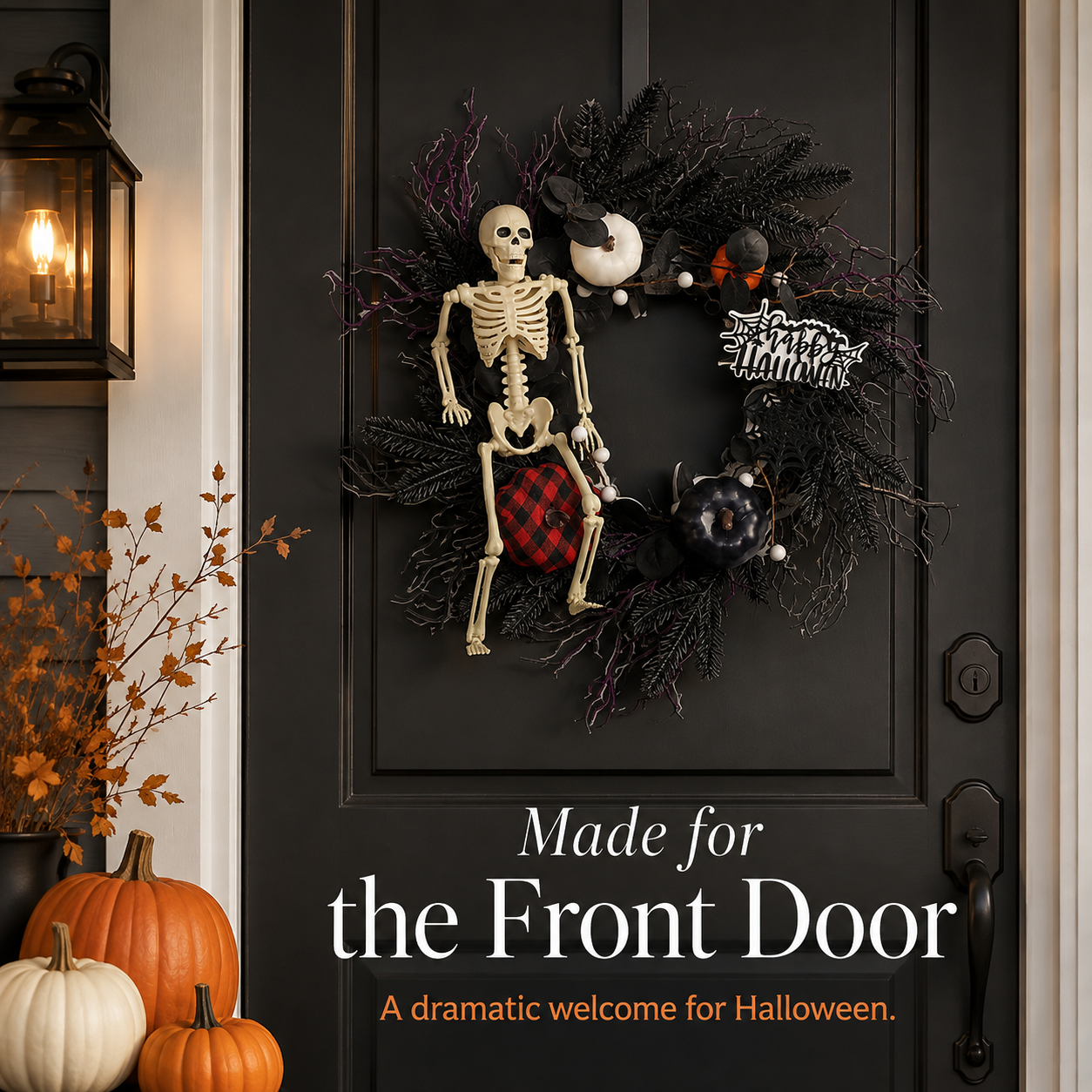 Boo ghosts orange and black mesh halloween wreath with bow