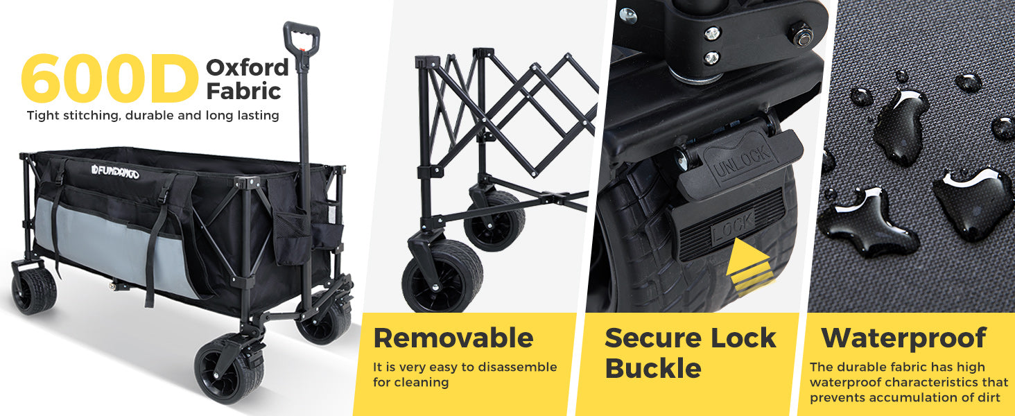 FUNDANGO Folding Wagon 180L Dual Chassis Camping Wagon