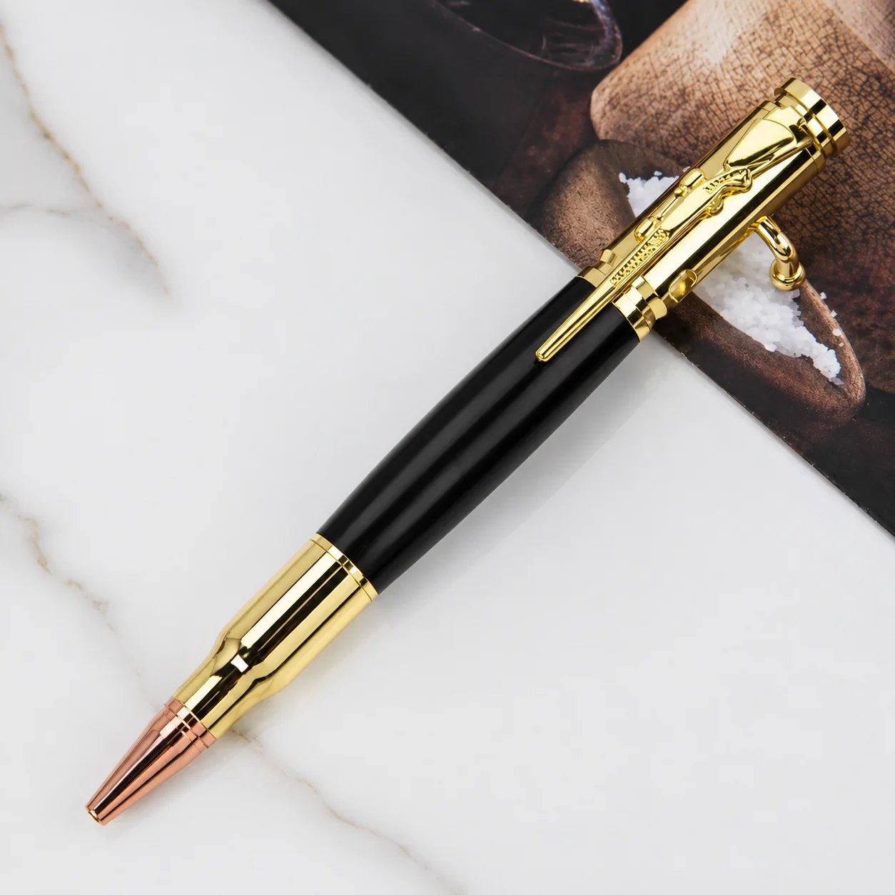 🔥HOT SALE🔥Handcrafted Bolt Action Bullet Pen with Solid Wood & Authentic Shell Casing