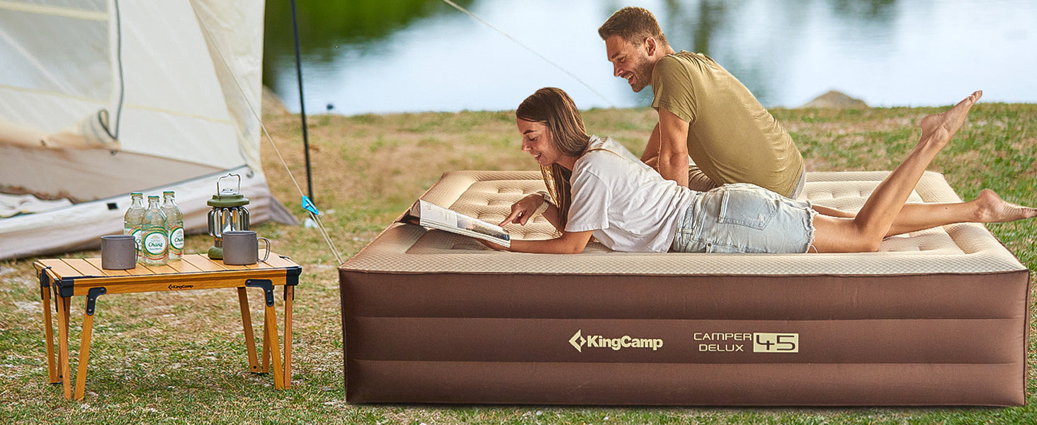 KingCamp CAMPER DELUX 45 Queen Inflatable Mattress Built in Automatic Pump