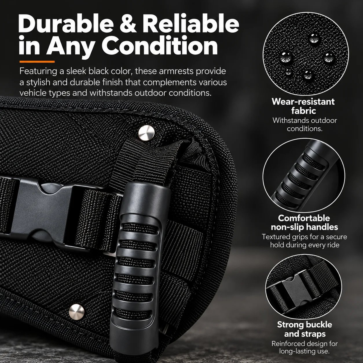 Motorcycle passenger grip belt in use