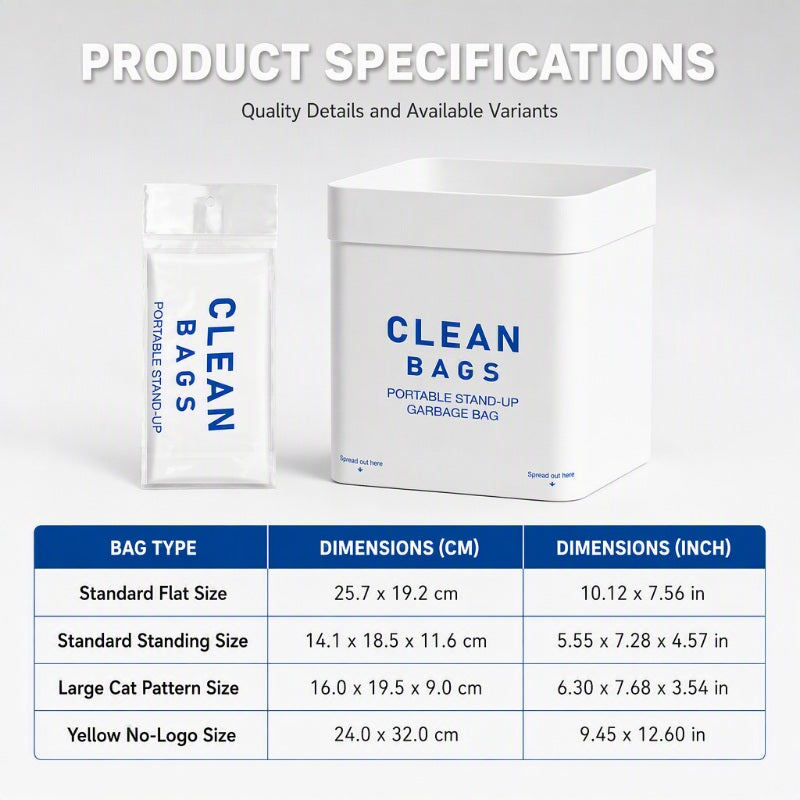 Car trash bag options and product measurements