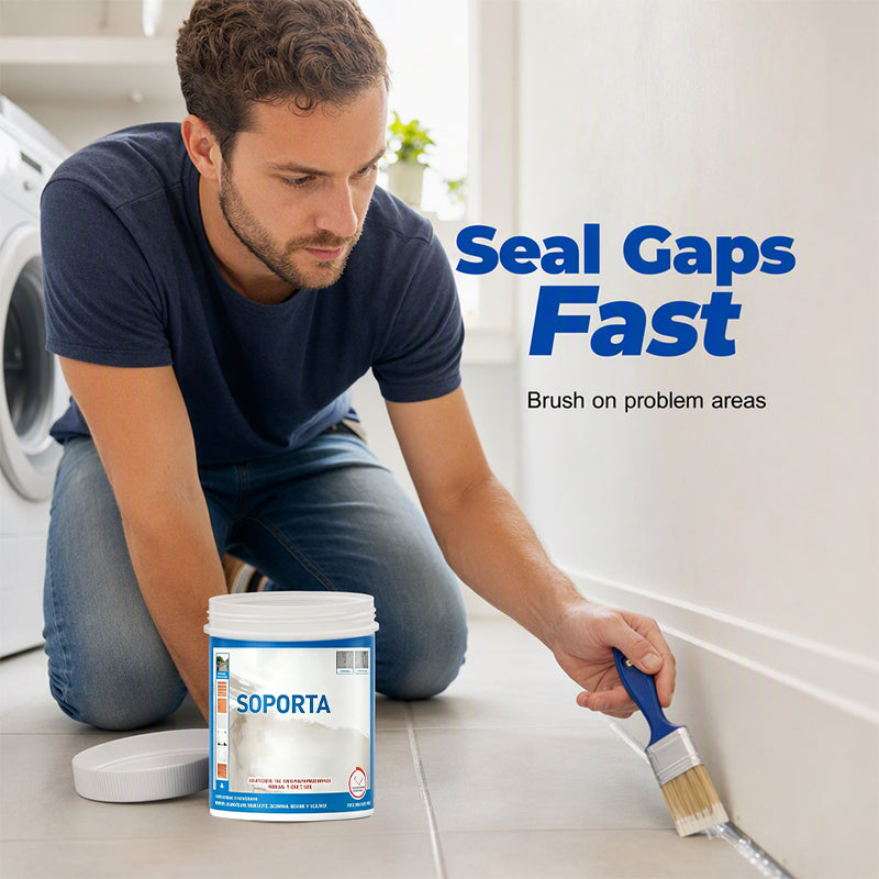Brush-on waterproof sealant covering a small gap