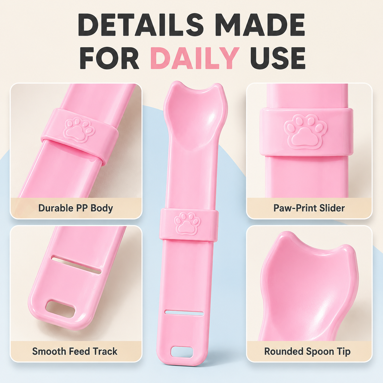 Cat treat pouch inside the sliding strip feeder