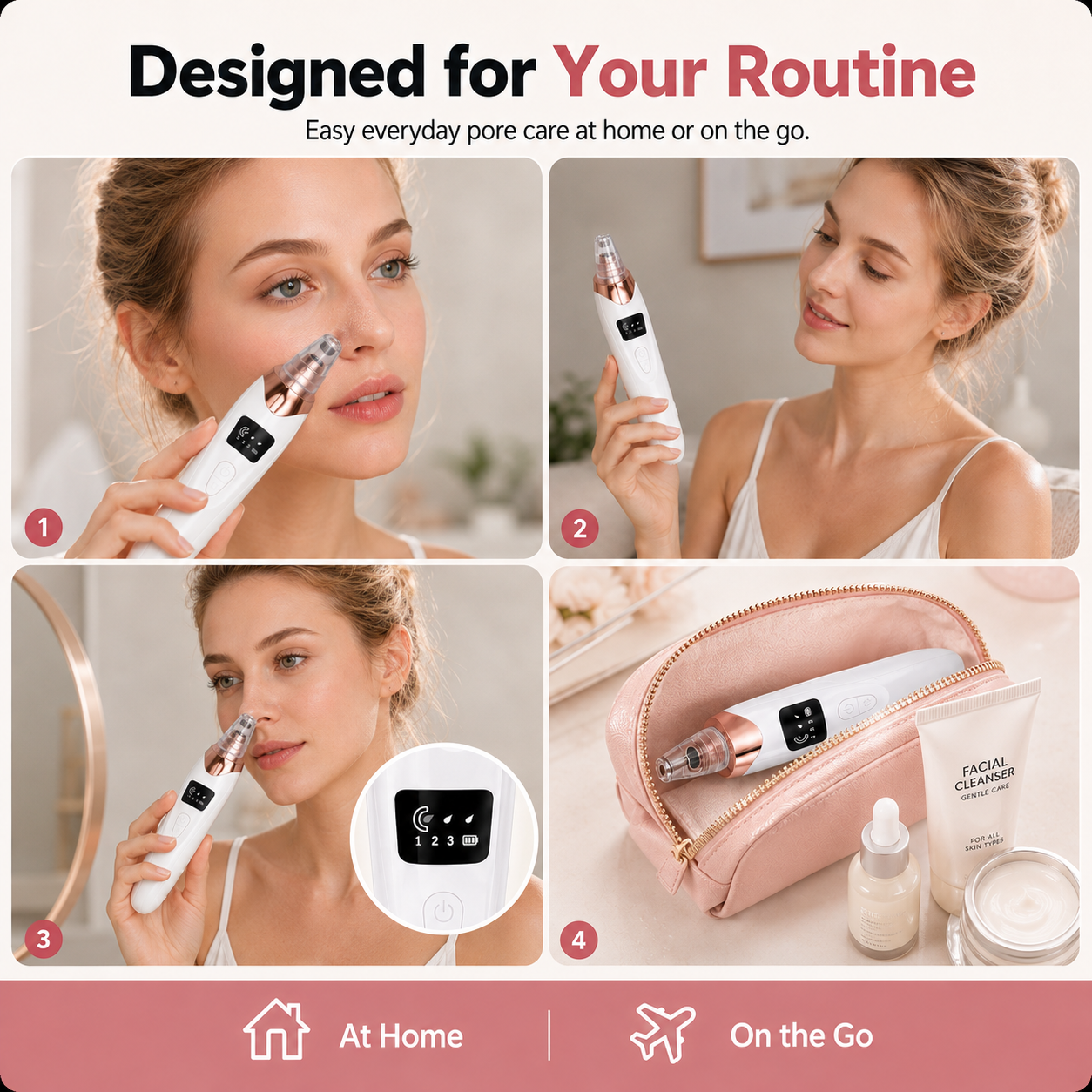 Pore cleaner used at home and packed for travel