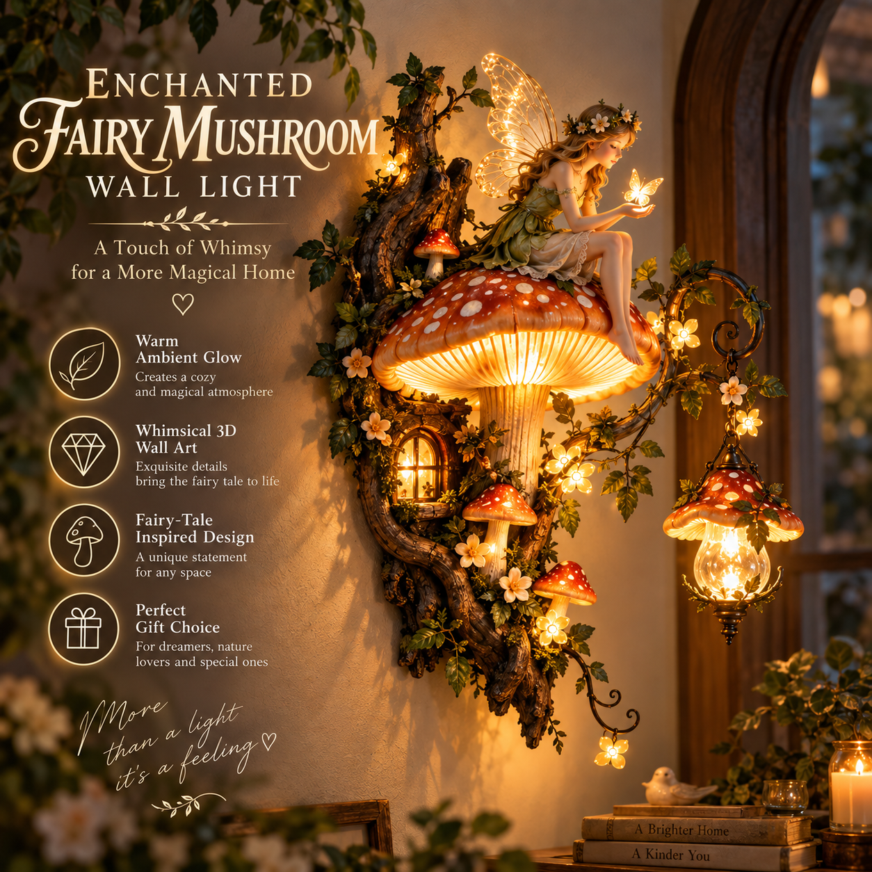 Enchanted Mushroom Fairy Wall Light size
