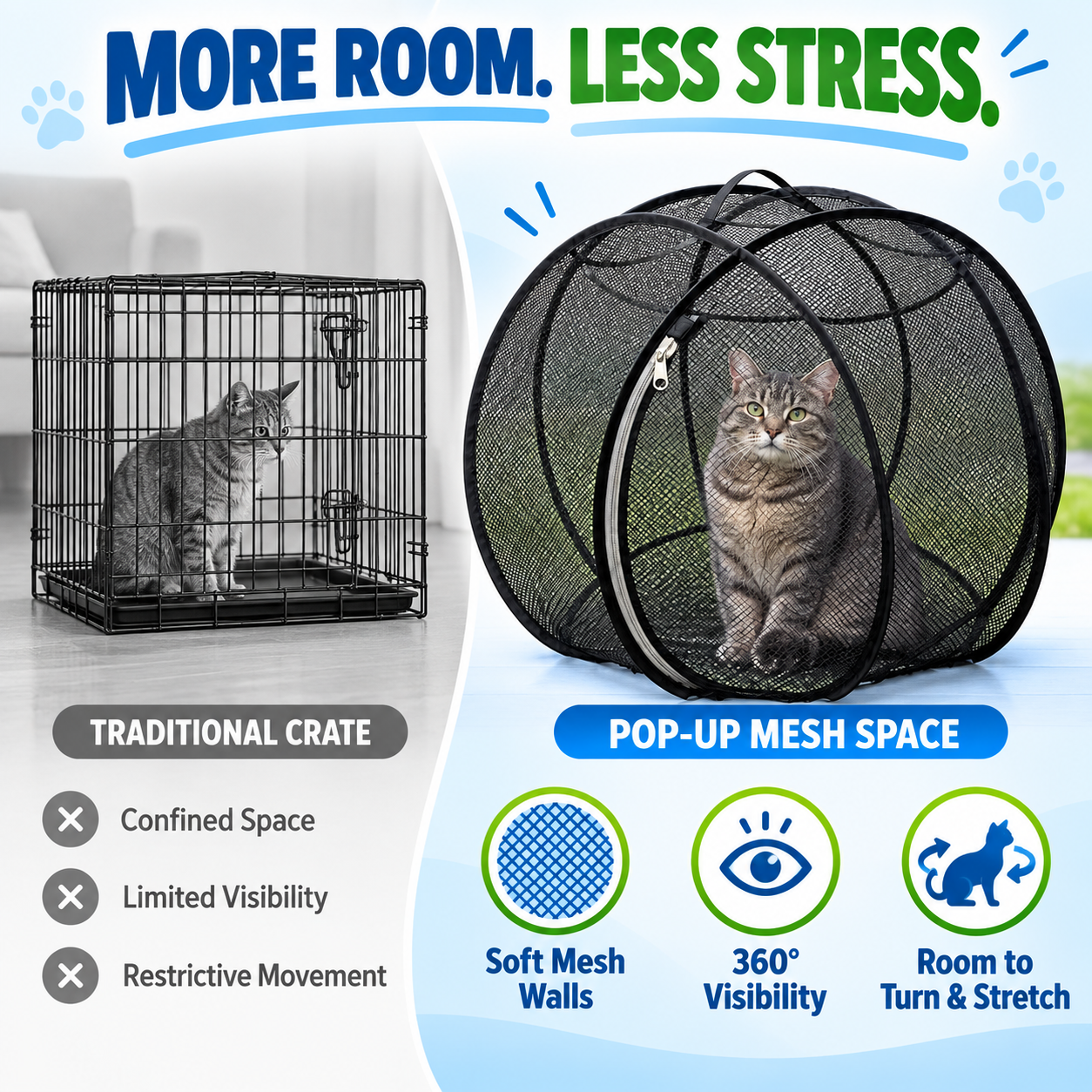 Roomy mesh cat enclosure