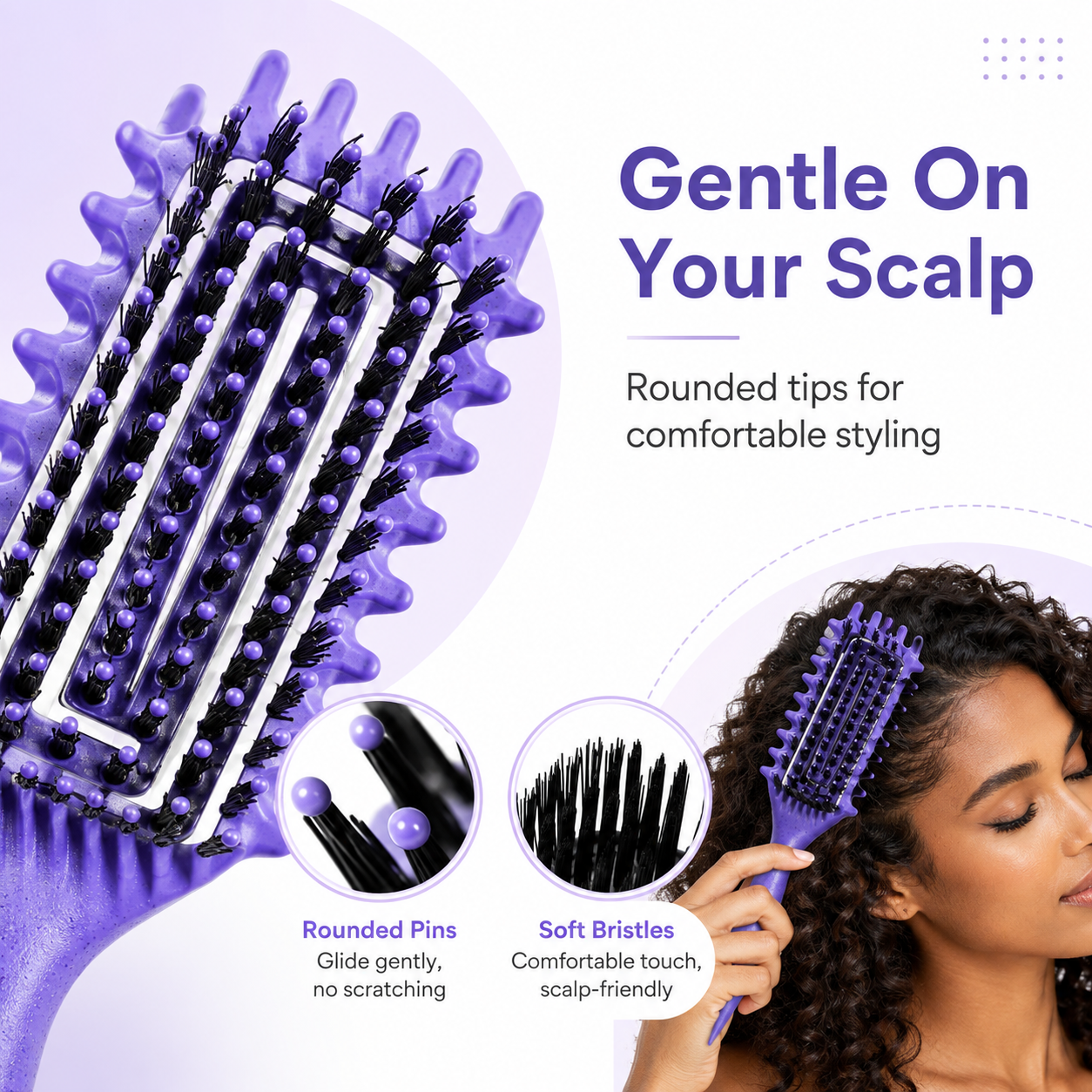 Smooth glide through damp textured hair without pain