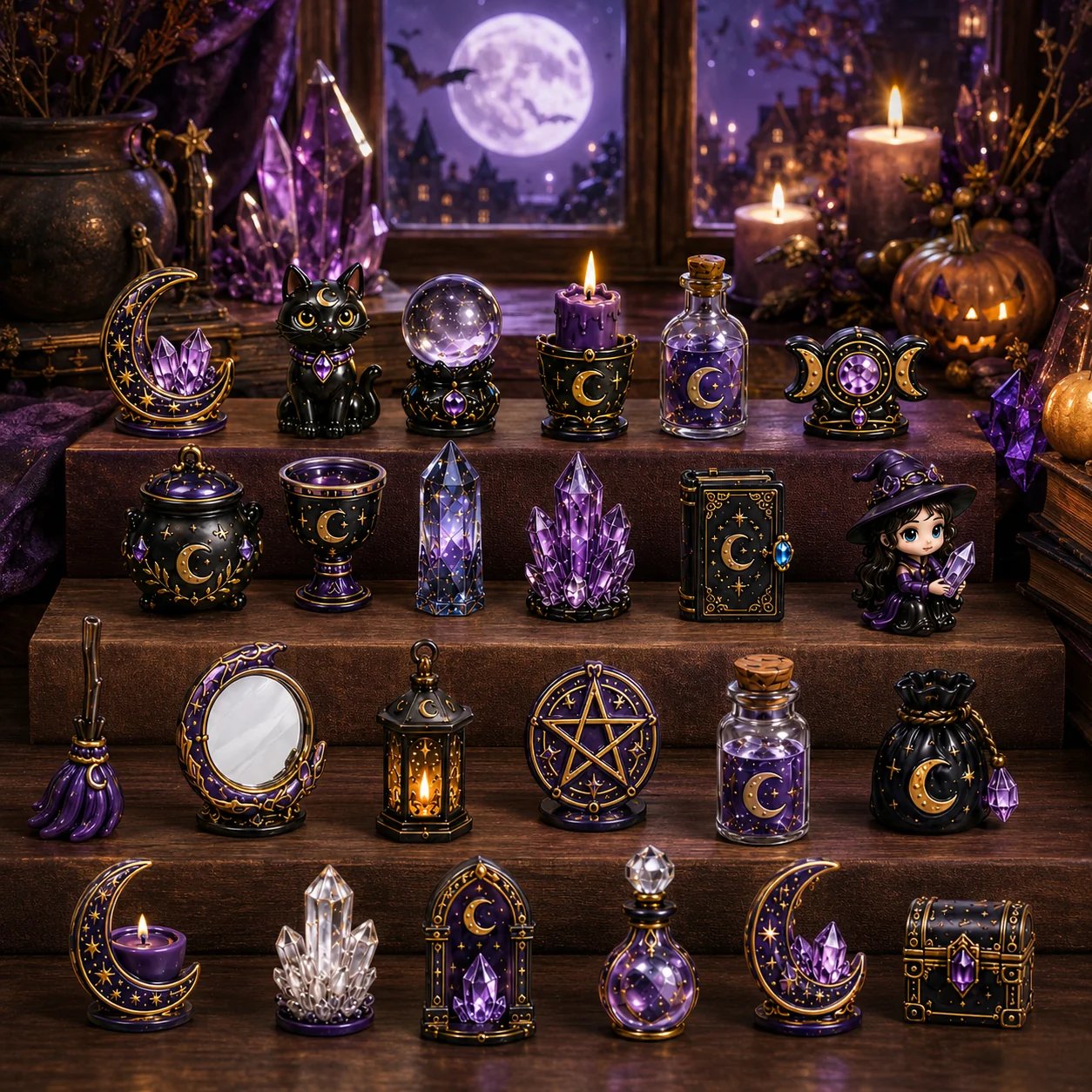 ⏳ Last Day 49% OFF – 🔮 2026 Crystal Witch Advent Calendar | 24 Days of Mystical Miniatures, Crystal-Inspired Surprises & Witchy Fantasy Charm ✨ - 2D Flat Acrylic
