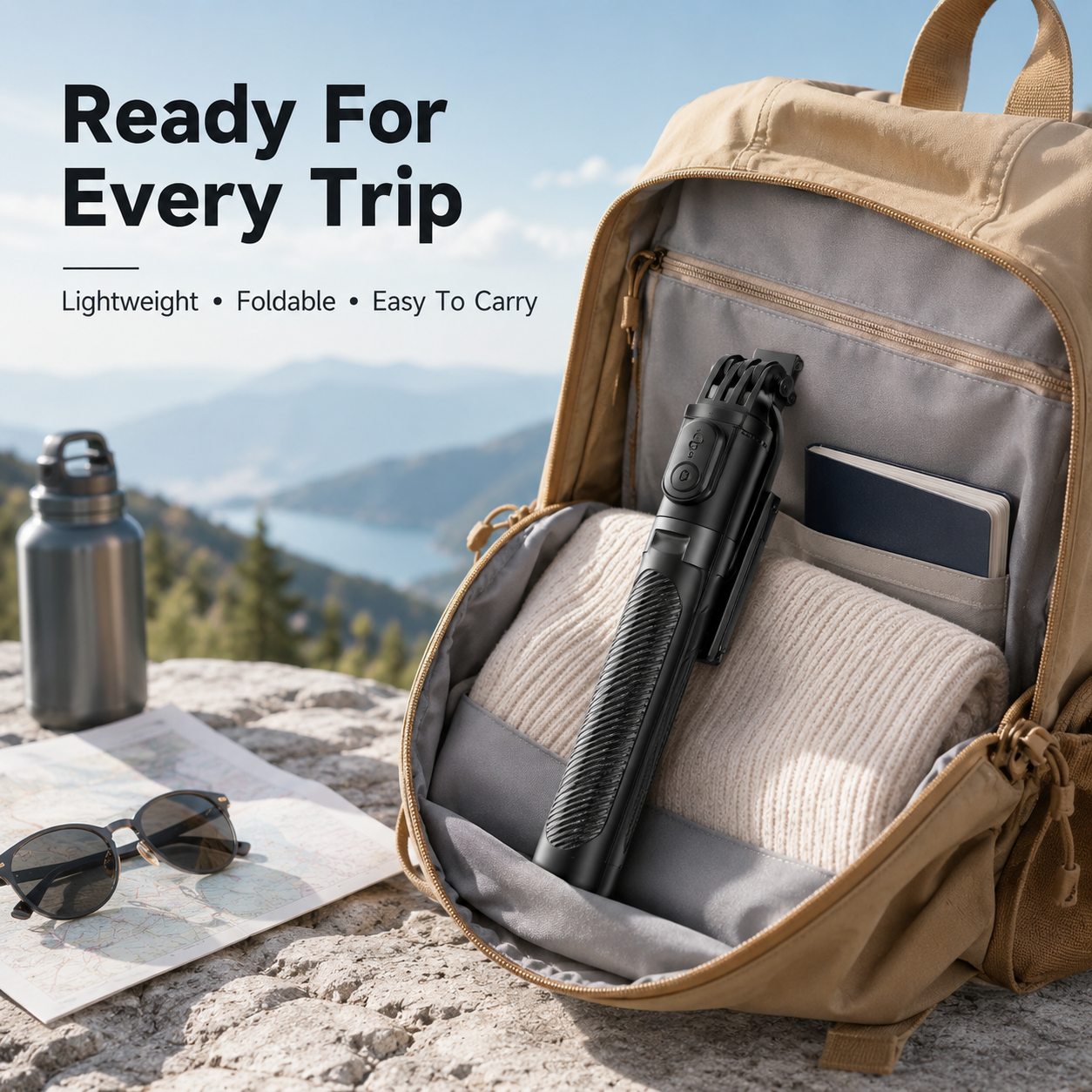 Package contents selfie stick tripod and wireless remote