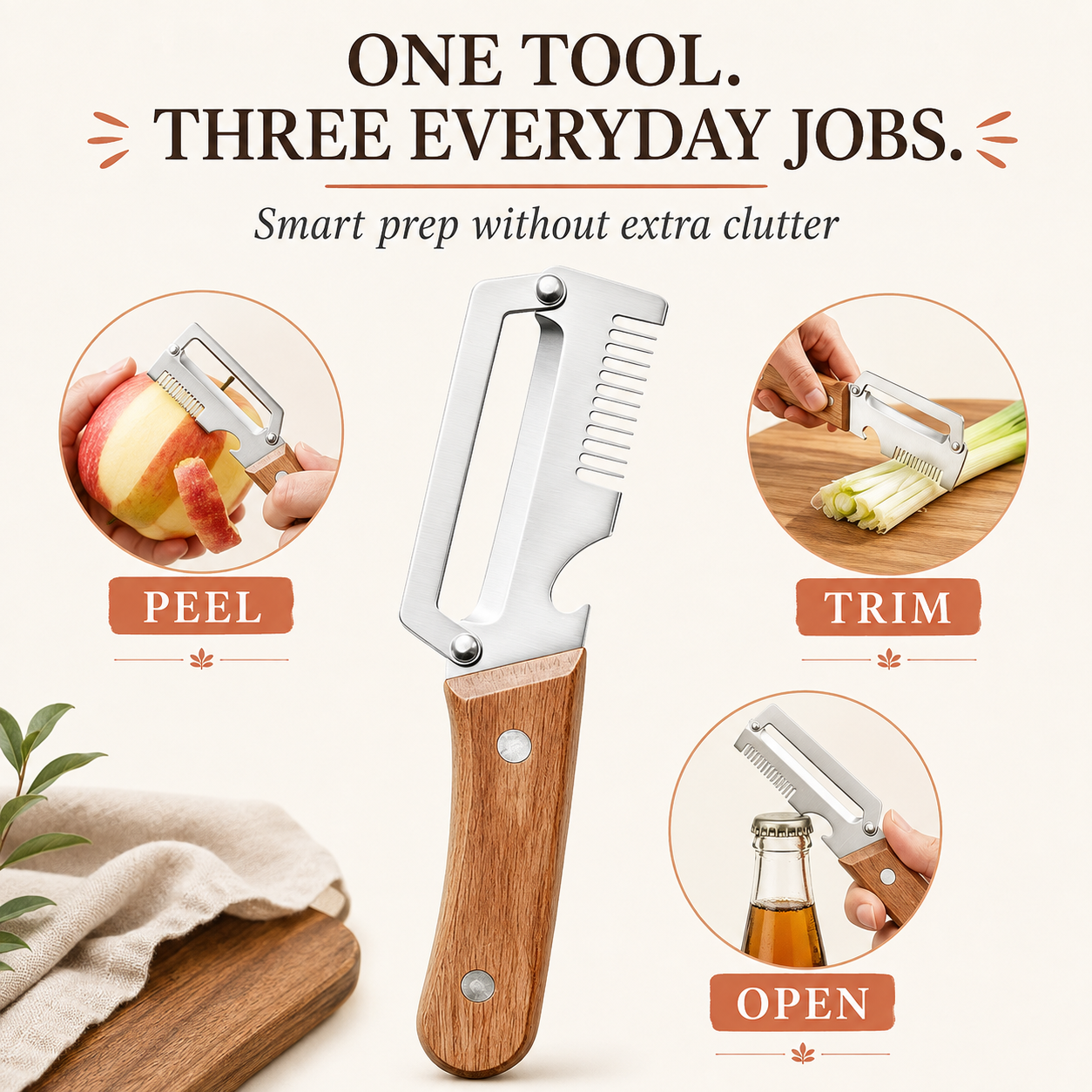 Multi-use vegetable and fruit peeler