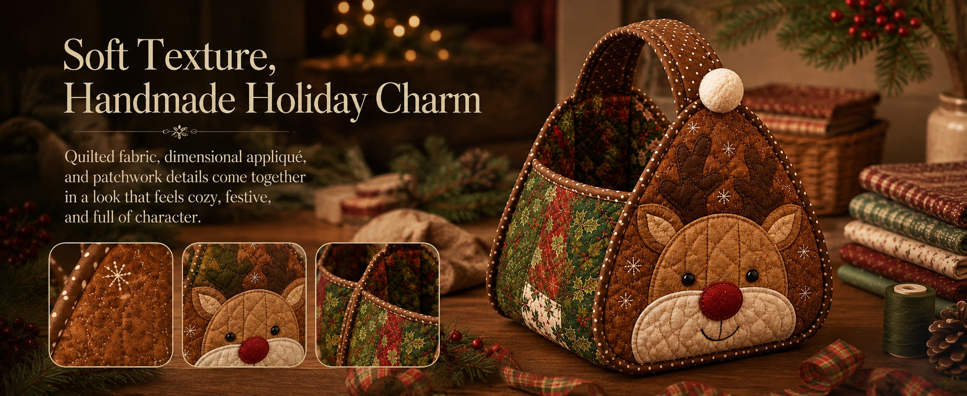 Christmas basket DIY hand sewing process