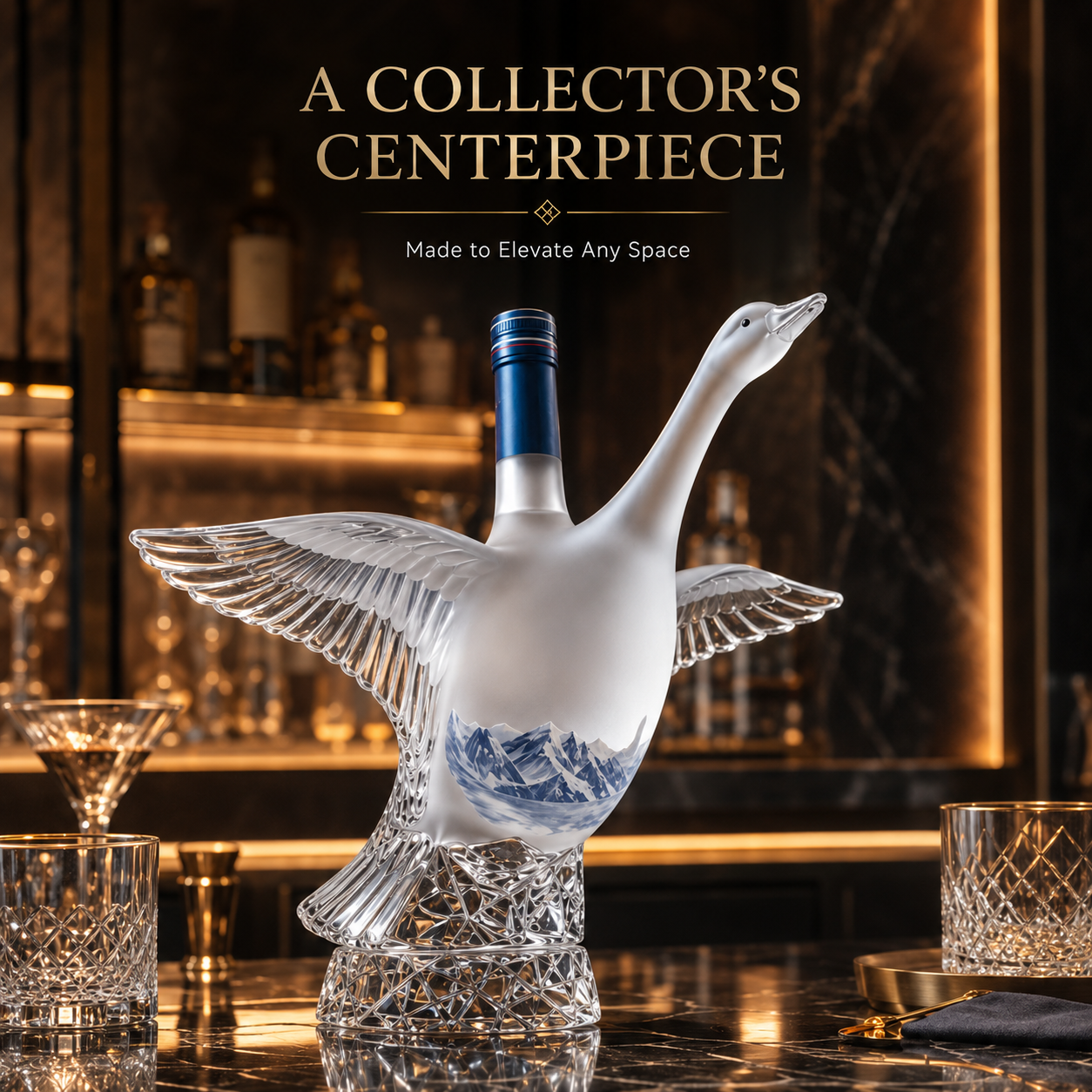Swan bottle collector centerpiece luxury bar display